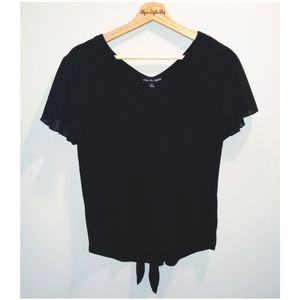 Kim‎ & Cami Front Tie Sheer Sleeve Top
